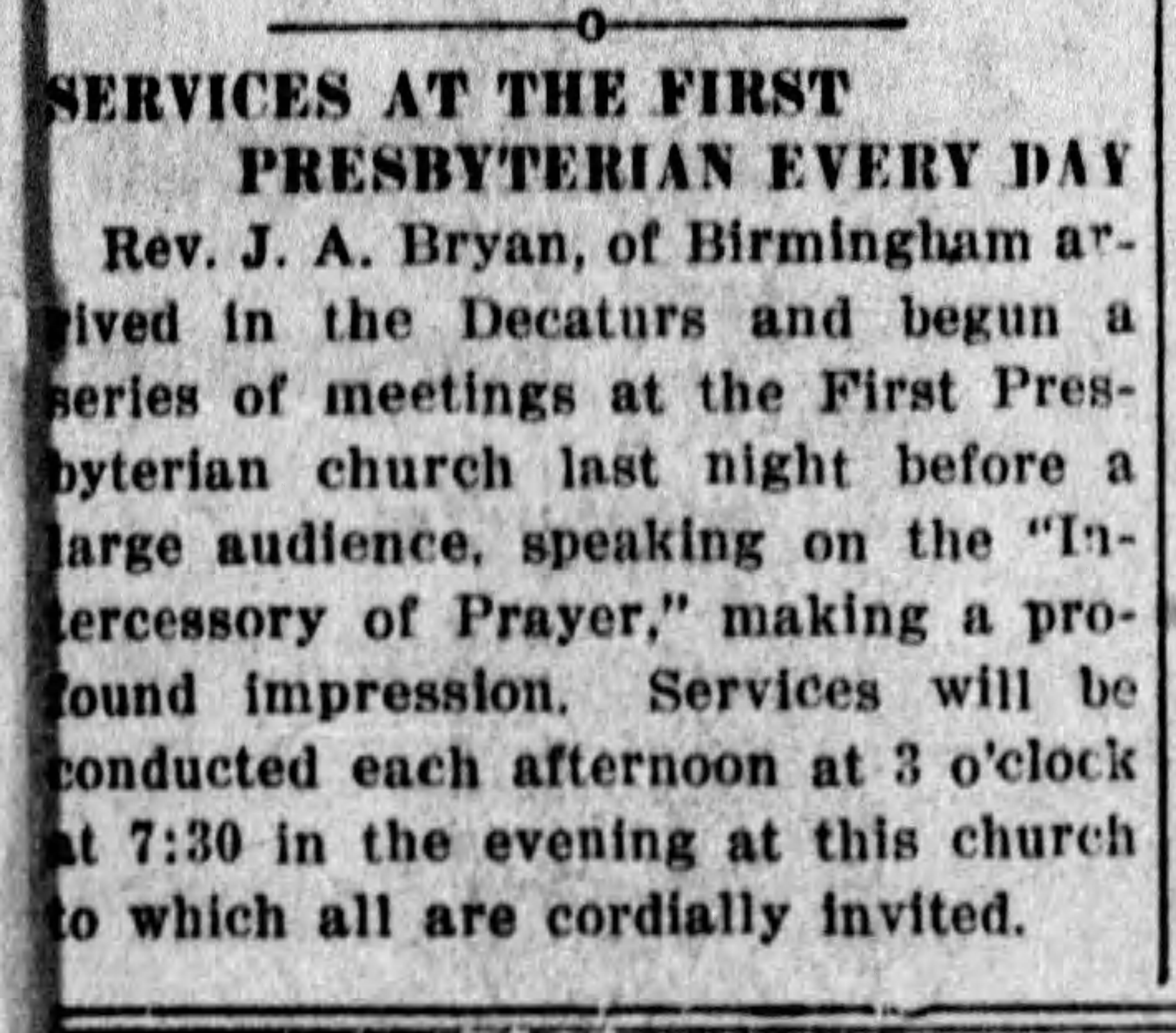 Services At The First Presbyterian Every Day